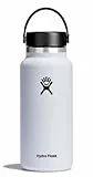 HYDRO FLASK - Borraccia da 946 ml - Borraccia in acciaio inossidabile con isolamento sottovuoto con tappo Flex Cap antigoccia e manico - Senza BPA - Imboccatura larga - White
