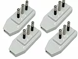 4 Pezzi Spina Elettrica, Spina 2P+T 250V, Spina Italiana Piatta (Salva spazio 10A, Bianco)