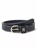 Tommy Hilfiger Cintura Donna TH Timeless 2.5 Topstitch Cintura in Pelle, Blu (Space Blue), 90