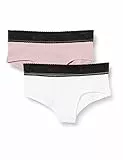 Calvin Klein 2Pk Shorty-Lace Intimo, Blushcheek/Pvhwhite, 14 Anni Bambine e Ragazze