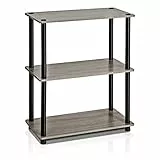 Furinno Scaffale Multifunzione con ripiani French Oak Grey/Black Tubi tondi