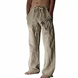 MKIUHNJ Pantaloni da jogging da uomo, in lino, da uomo, da trekking, da uomo, elasticizzati, da uomo, taglie forti, per attività all'aria aperta, da uomo, mimetico, 0502g-beige, M