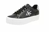 Calvin Klein Jeans Vulc Flatform Laceup Lth Refl Wn, Sneaker Vulcanizzata Donna, Nero Argento, 38 EU