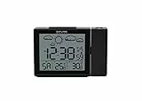 Explore Scientific RPW3009, Orologio a proiezione con visualizzazione radiocomandata dell'ora, Funzione metero, Porta USB per ricaricare il telefono, sensore per temperatura interna, nero