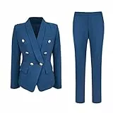 ORANDESIGNE Tuta da Donna Lavoro Tinta Unita Slim Fit Blazer Elegante con Pantaloni Primavera Estate Completo C Marina M