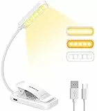 GARITE Luce da Lettura, Lampada da Lettura Ricaricabile USB con 10 LED 3 Modalità Dimmerabile Clip per la Cura Degli Occhi per E-Reader, Studio, Letto, Viaggi, Tablet