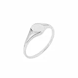 Amazon Essentials Anello con Sigillo Rotondo in Argento Sterling Placcato al rodio, Misura 8, Argento