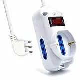 Ewent EW3918 Multipresa Ciabatta Elettrica 3 Posti, 2 prese Ita 10/16A+1Schuko, protezione Sovraccarico Sovratensione 250V/2500W spina Italiana 10A cavo 1.5m, Bianco