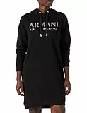 ARMANI EXCHANGE Felpa con Cappuccio, Logo esteso Stampato sul Davanti Vestito, Nero, XS Donna