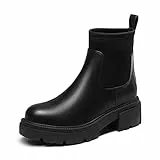DREAM PAIRS Chelsea Boots Stivali da donna impermeabili alla caviglia con suola spessa, Nero , 40 EU