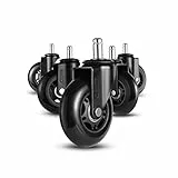 WISD Rotelle per Sedie Ufficio, 10mm x 22mm (3/8' X 7/8'), Non Rigatura Set di 5, Silenzioso Liscio Adatto a Pavimenti in Legno Tappeti, Supportando Fino a 175kg