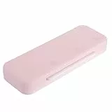 BSTKEY Astuccio in plastica a doppio strato con coperchio, organizer per matite, penne, cancelleria, righello bianco, rosa, 22*8*2cm, alla moda