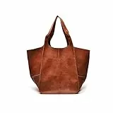 NICOLE & DORIS Borsa Donna Grande Borsa a Tracolla Elegante Borsa Shopper Pelle Morbida Vintage Borse Tote Bag Pieghevole Borsa Lavoro a Spalla Marrone