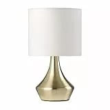 ONLI Lampada da Tavolo Oro in Metallo Satinato e Paralume in Tessuto Bianco 6 W