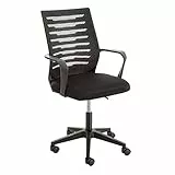 Baroni Home Sedia da Ufficio Imbottita Girevole, Poltroncina da Ufficio con Altezza Regolabile e Braccioli, Seduta Ergonomica (Black)