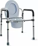 GOVITA SEDIA DA COMODO COMODA WC IN ALLUMINIO 4 FUNZIONI IN 1 PIEGHEVOLE SGABELLO DOCCIA BAGNO PER AZIANI E DISABILI, RIALZO WC WATER SUPPORTO PER WATER SEDILE PER DOCCIA PER ANZIANI