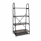Cribel Libreira Berkeley con 4 Ripiani in Rovere scuro e Struttura in metallo Nero, Studio, Cameretta dei Ragazzi, Soggiorno Moderno o Stile industriale