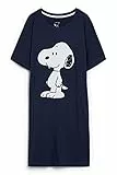 C&A Donna Camicia da Notte Snoopy Blu Scuro L