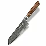 SHI BA ZI ZUO Coltello da chef Damasco Coltello da cucina giapponese Santoku professionale da 7 pollici, anima in acciaio super VG10, lama forgiata a 67 strati e bordo affilato come un rasoio
