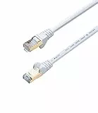 JAVEX CAT7 / CAT6A RJ45 [S/STP, 10GB] Cavo Patch di Rete Ethernet [OFC, Fluke-Pass] - UL Listed, Bianco, 7.6M / 25FT