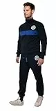 F.C. Inter, Tuta Casa Uomo Ragazzo in Felpa Garzata, Felpa + Pantalone, Felpa con Zip, Taglia M, Nero Azzurro, Prodotto Ufficiale