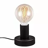 Lampada da Tavolo Moderno, abat-jour da comodino piccola in metallo color nickel opaco/Nero, luce da lettura industriale, attacco per lampadina E27 non inclusa, interruttore sul cavo (Black)