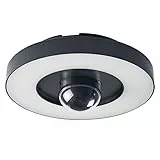 LEDVANCE SMART+ CIRCLE lampada da parete e soffitto da esterno con telecamera e altoparlante, luce LED bianca calda (3000K), grigio scuro, scheda di memoria, tecnologia Smart WiFi