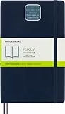 Moleskine - Classic Notebook Expanded, Taccuino con Pagine Bianche, Copertina Morbida e Chiusura ad Elastico, Formato Large 13 x 21 cm, Colore Blu Zaffiro, 400 Pagine