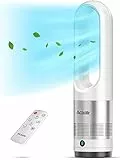 Acoolir Ventilatore a Torre, Ventilatore Senza Pale con Telecomando, 8 Velocità, Timer di 9 Ore, Oscillazione di 80°, Display LED, Ventilatore a Colonna per Soggiorno, Camera da Letto, Ufficio