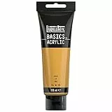 LIQUITEX 8870020 Basics - Pittura acrilica, Pigmenti per artisti monopigmentati, Resistente alla luce, durevole nel tempo, Finitura satinata, Tubo da 118 ml - Oro
