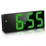 JQGO Sveglia Digitale da Comodino, Sveglia Digitale da Comodino Snooze con Visualizzazione, Ampio Display LED Digitale/Data/della/Temperatura, USB e Alimentato a Batteria, Verde