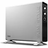 De'Longhi HCX3220FTS Slim Style TermoConvettore Elettrico, Silenzioso, 3 Livelli di Potenza, dotato di TIMER 24h, per Ambienti fino a 60m³, Sistema Riscaldamento HI-FI Technology, Grigio/Nero