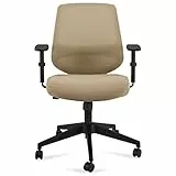 Marchio Amazon - Movian Sedia da ufficio regolabile, mezzo schienale, tessuto a rete, imbottita, braccioli e supporto lombare, 63,5 x 58 x 91 cm - Colore crema