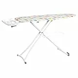 Amazon Basics - Asse da stiro con ripiano e poggiaferro a forma di H, misura grande, 137 x 46 cm, Bianco