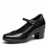 DREAM PAIRS Scarpe con Tacco Grosso da Donna Décolleté con tTacco Alto Classico Décolleté in PU Nero SDPU2231W-E Größe 39 (EUR)