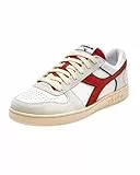 Diadora Magic Basket Low Suede Leather, Scarpe da Ginnastica Unisex-Adulto, White/Ferrari Red Italy, 43 EU
