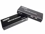 PremiumCord Extender HDMI KVM con 2 x USB Fino a 60 m con Audio Tramite Cavo Patch Cat5e/Cat6, Compatibile con Full HD 1080p 60Hz, alloggiamento in Metallo
