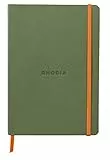 RHODIA 117440C - Taccuino flessibile salvia - A5 - Puntinato Dot - 160 pagine - Carta Clairefontaine Avorio 90 g/m - Segna-pagina, Chiusura con elastico - Copertina Simil Cuoio - Collezione Rhodiarama