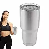 PW TOOLS Tazza Termica - Tazza da caffè sottovuoto | Bicchiere Isolato per caffè in Acciaio Inossidabile da 30 Once Termos Vacuum Flasks Mug con Coperchio in Paglia
