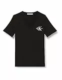 Calvin Klein Jeans T-Shirt Monologo Slim con Scollo a V Magliette S/S, CK Black, XXL Donna