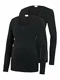 MAMALICIOUS MLLEA ORGANIC TESS L/S TOP NF 2PACK, Maglia a maniche lunghe maternità Donna, Nero (Black), 38 (Taglia Produttore: Medium)
