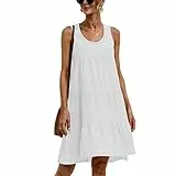 Vestiti Donna Casual Maniche Senza Abiti Estivi Linea T Shirt Dress Vestiti Tunica Estivo Senza Maniche Elegante Mini Abito a Pieghe Vestito