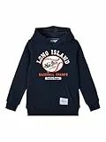 NAME IT Nkmtovab SWE W Hood Bru Felpa con Cappuccio, Zaffiro Scuro, 122 cm-128 cm Bambino