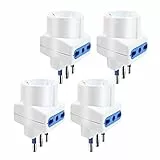 EXTRASTAR Set 4 Adattatori 3 Posti 1 Schuko + 2 Bivalenti 10/16A,Bianco,Confezione da 4