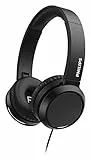 PHILIPS Cuffie Sovrauricolari On Ear H4105BK/00 con Microfono (Telecomando in Linea, Design Pieghevole, Connettore Angolato, Fascia Imbottita, Isolamento Audio) Nero - Modello 2020/2021