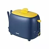 COMFEE Tostapane a 2 Scomparti MT-RP2L18W2 Vassoio Raccoglibriciole Removibile 7 Impostazioni di Tostatura 800 W, Design alla Moda, Blu Petrolio e Giallo