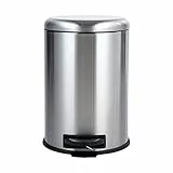 Amazon Basics - Pattumiera rotonda con pedale, in acciaio inox, 20 l