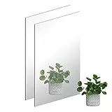 DRERIO HD Specchio Acrilico Autoadesivo Senza Vetro Grande Specchio Spessore 3 mm Piastrelle Specchio Infrangibile Specchio Quadrato - 2 pezzi 40x30 cm