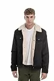TONY BACKER GIACCA TRUCKER IN CAMOSCIO SINTETICO CON FODERA IN SHERPA (M, NAVY)