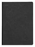 Clairefontaine 795401C Collection Age Bag Un taccuino Cousu Dos Toilé nero - A5 14,8x21 cm - 192 pagine a tinta unita bianche- Papier 90g - copertina in carta lustrée a grana grossa effetto cuoio
